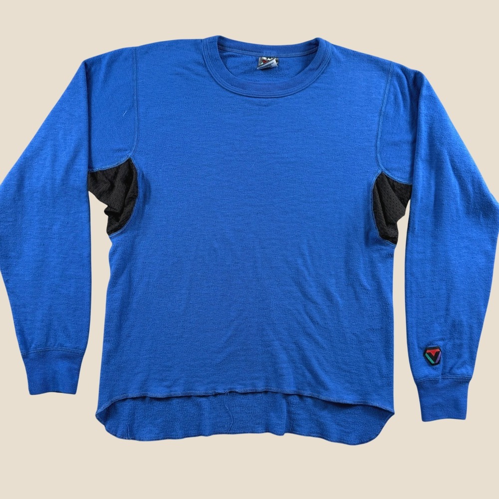 Vintage Duofold Ventalayer Shirt Men L Blue Mesh Underarm Athletic Base Layer